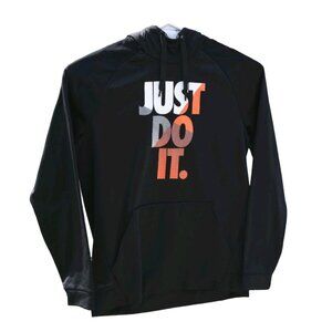 Nike Just Do It Black/Orange Dry-Fit Fleece Lined Hooded Pullover Men's Medium